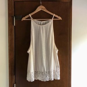 Cotton Candy Cream Lace Hem Tank